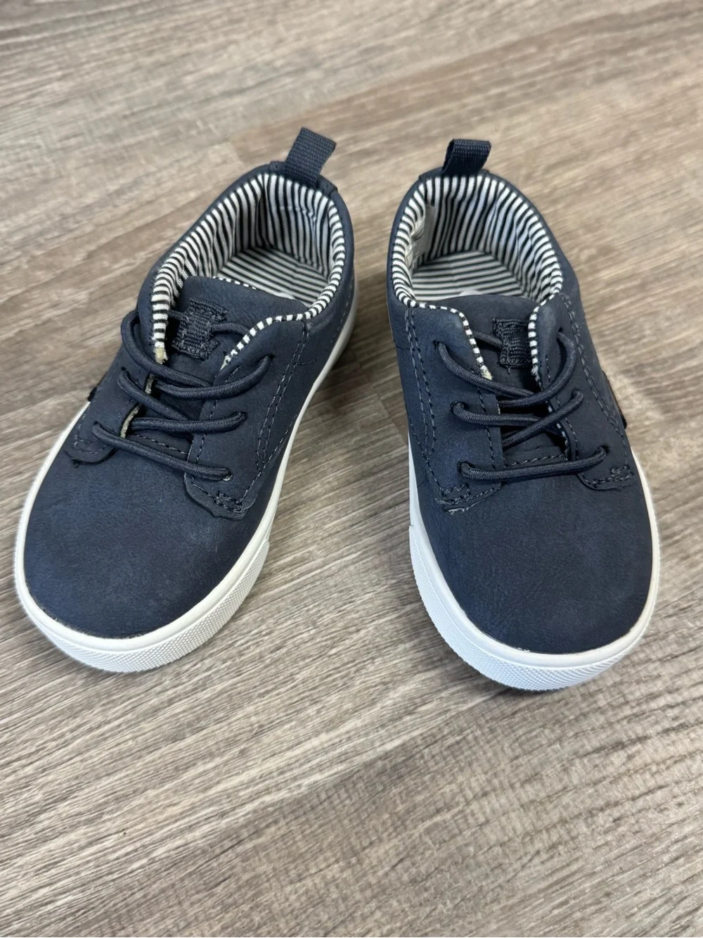 OshKosh B'gosh Navy and White Striped Lined Kids Lace-Up Sneakers
